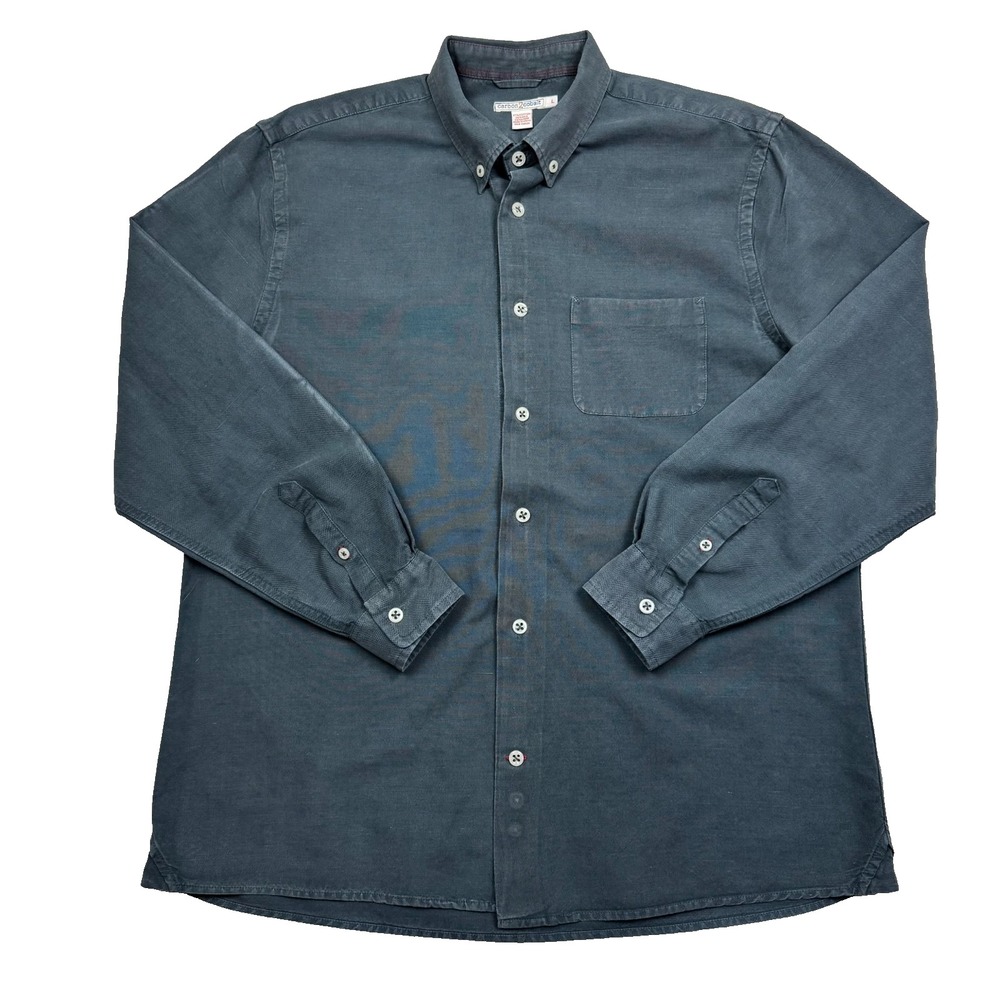 Carbon 2 Cobalt Men's L Silk Linen Blend Long Sleeve Button Down Shirt Dark Gray